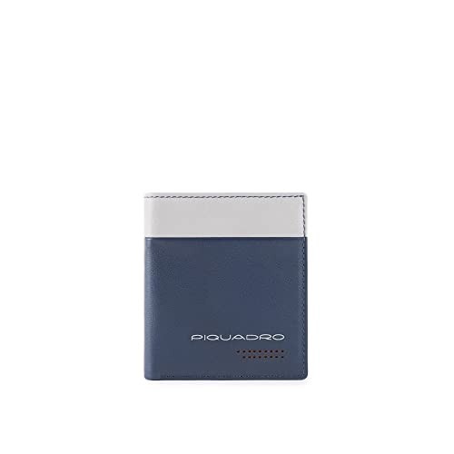 Piquadro Urban Leather Wallet Credit Card Case In Blue Grey uomo