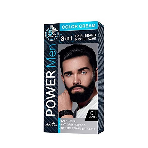 JOANNA Power Men Crema Colorante 3in1 Capelli Barba Baffi 01 Nero 30g