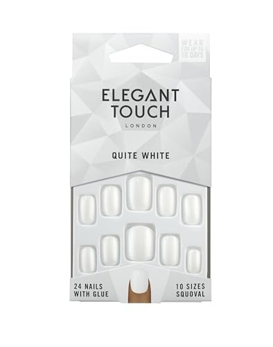 Elegant Touch POLISHED COLOUR nails with glue squoval quite white 24 u Donna
