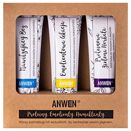 ANWEN SET Balsami per capelli a bassa porosit T verde proteico 100ml Azione emolliente 100ml Idratante Senza 100ml