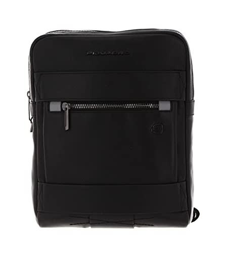 Piquadro Obidos Leather Small Crossbody Bag Black 22 x 28 x 5 cm uomo