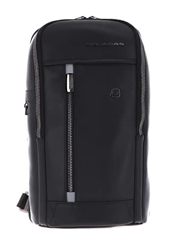 Piquadro Monospalla Leather Backpack Black Mono Sling 19 x 32 x 8 cm donna