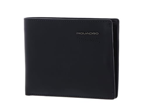 Piquadro Obidos Leather Wallet Coin Holder Blue uomo