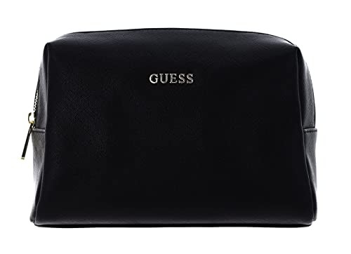 Guess Saffiano Vanilla Synthetic Leather Bag Toiletry Black 23 x 17 x 8 cm donna
