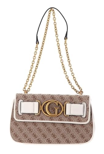 Guess Aviana Synthetic Leather Crossbody Bag Beige White 25 x 15 x 65 donna