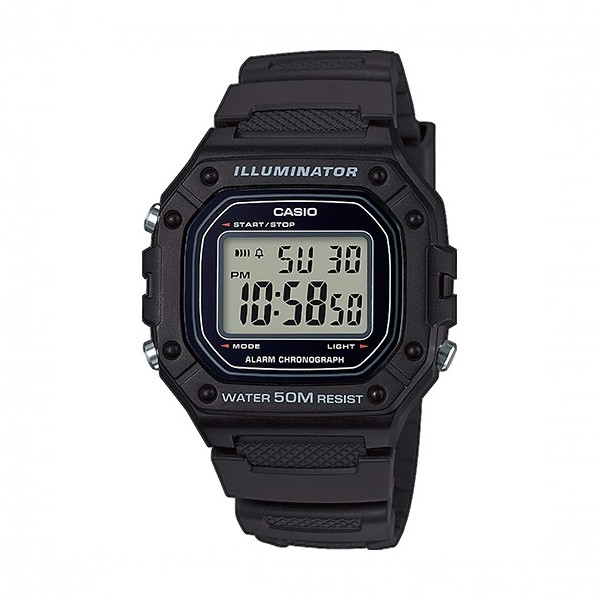 CASIO TIMELESS COLLECTION Mod. SPORT ILLUMINATOR WR 50M, ALARM, CHRONOGRAPH - BLACK