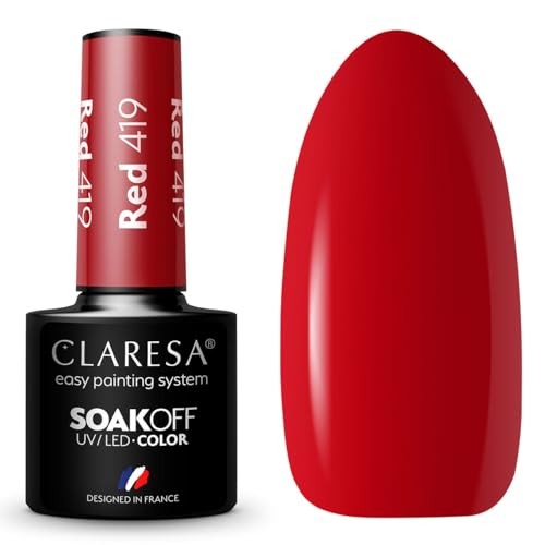 CLARESA Soak Off UVLED Vernice ibrida rossa 419 5g