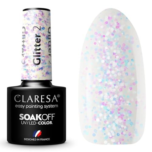 CLARESA Soak Off Vernice ibrida UVLED Glitter 2 5g