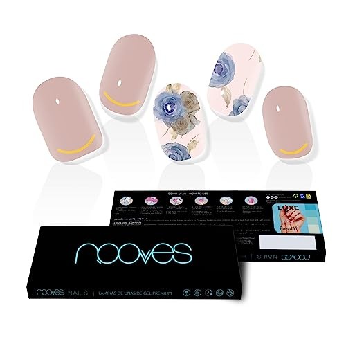 Nooves NAIL GEL FILMS elegant floral premium luxe metallic 20 unit donna