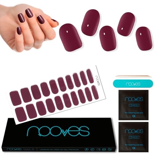 Nooves GEL NAIL FILMS midnight rain premium luxe solid red 20 unit donna