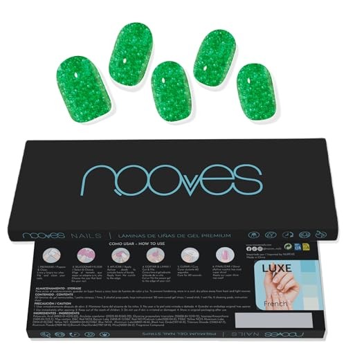 Nooves Lminas De Uas De Gel Jade Glitter Glam Glitter Verde 20 U unisex