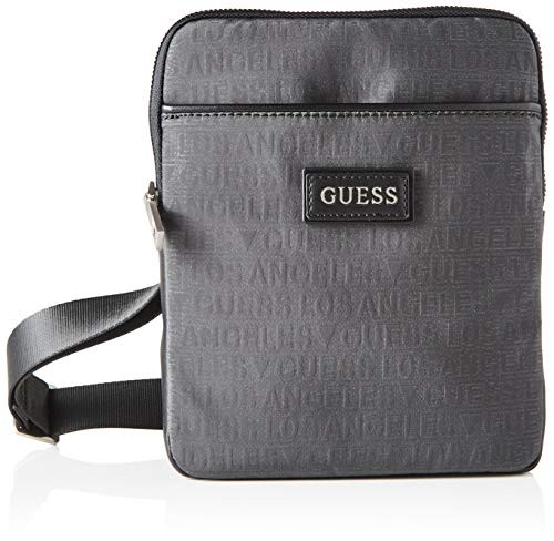 Guess Dan Flat Top Zip Crossbody Bag Grey 19 x 23 x 25 cm uomo