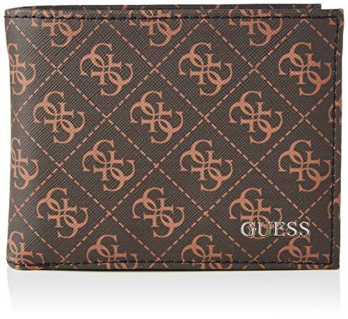 Guess Vezzola Leather Wallet Billfold wsf wcp Brown Logo uomo