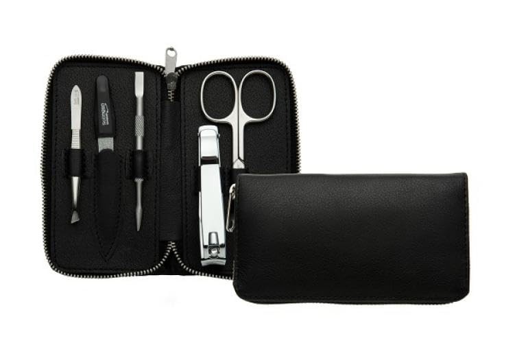 DuKaS Set manicure da uomo Premium Line Black cerniera lampo 6 pezzi Uomo