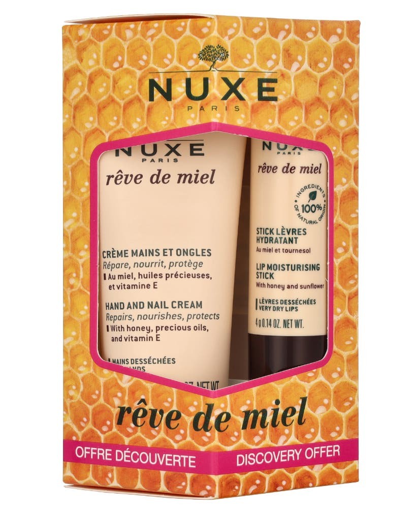 Nuxe Reve De Miel Set 34ml Hand & Nail Cream 30ml-Lip Moisturizing Stick 4g