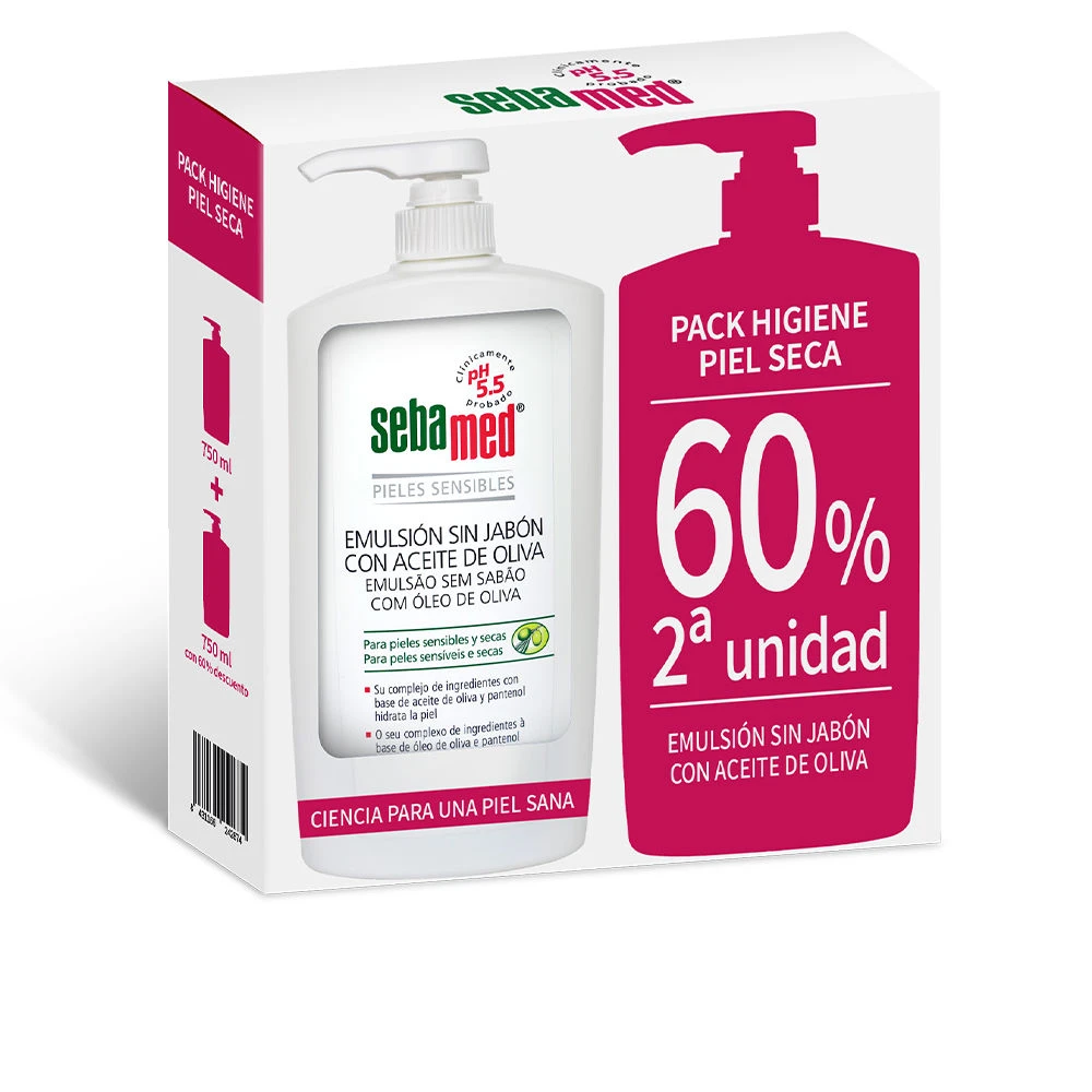 Sebamed EMULSIN SIN JABN gel de bao con aceite de oliva 2 x 750 ml Unisex