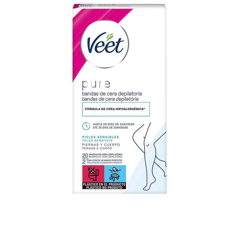 Veet BANDAS DE CERA depilatorias corporales easy gel piel sensible 20 u Unisex