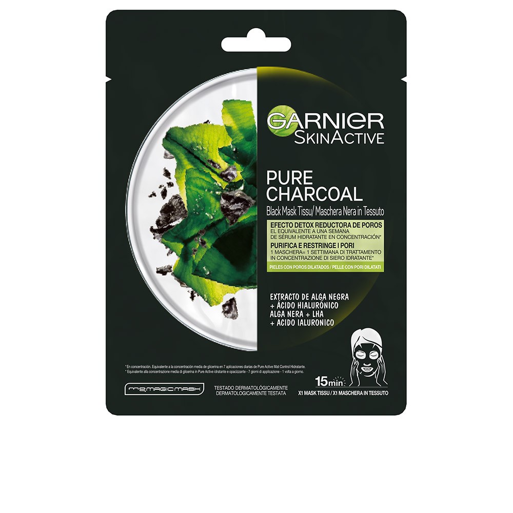 Garnier PURE CHARCOAL black mask tissu detox effect 28 gr Donna