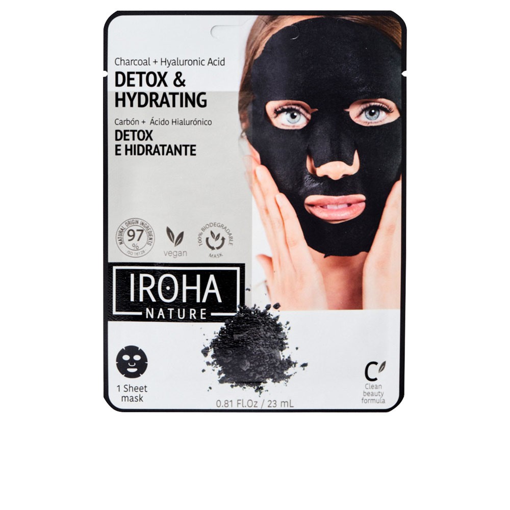 Iroha DETOX CHARCOAL BLACK tissue facial mask 1use 1 u Donna