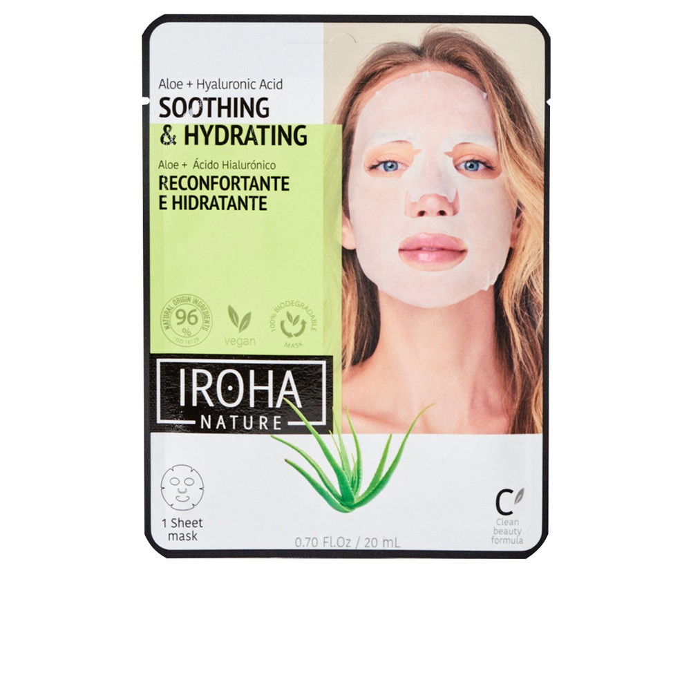 Iroha TISSUE MASK moisturizing aloe green tea ginseng HA Donna