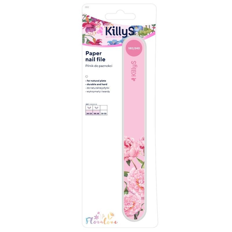 KILLYS Lima per unghie in carta Floralove, lima per unghie dritta rosa 180/240