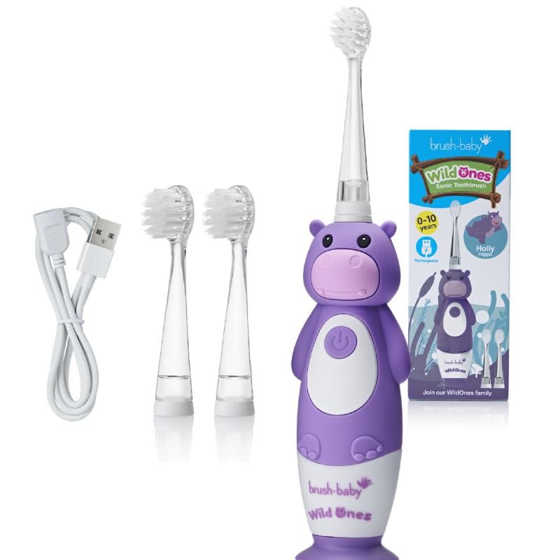 Brush baby spazzolino sonico wild ones per bambini 0-10 hippo
