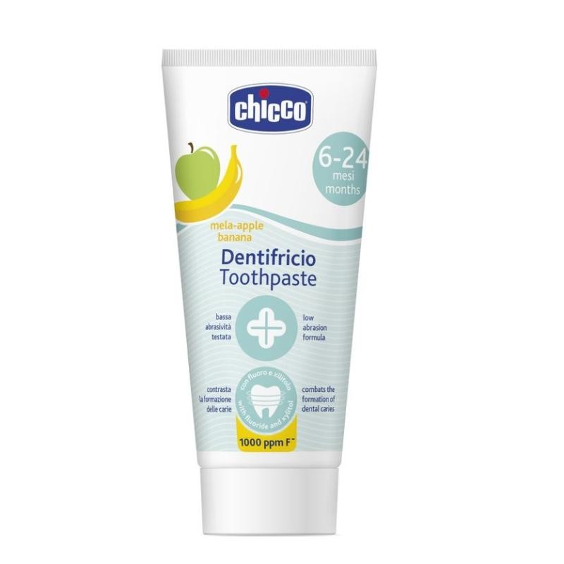 Chicco dentifricio dentifricio con fluoro 1000 ppm, gusto mela-banana, 6-24 mesi, 50 ml