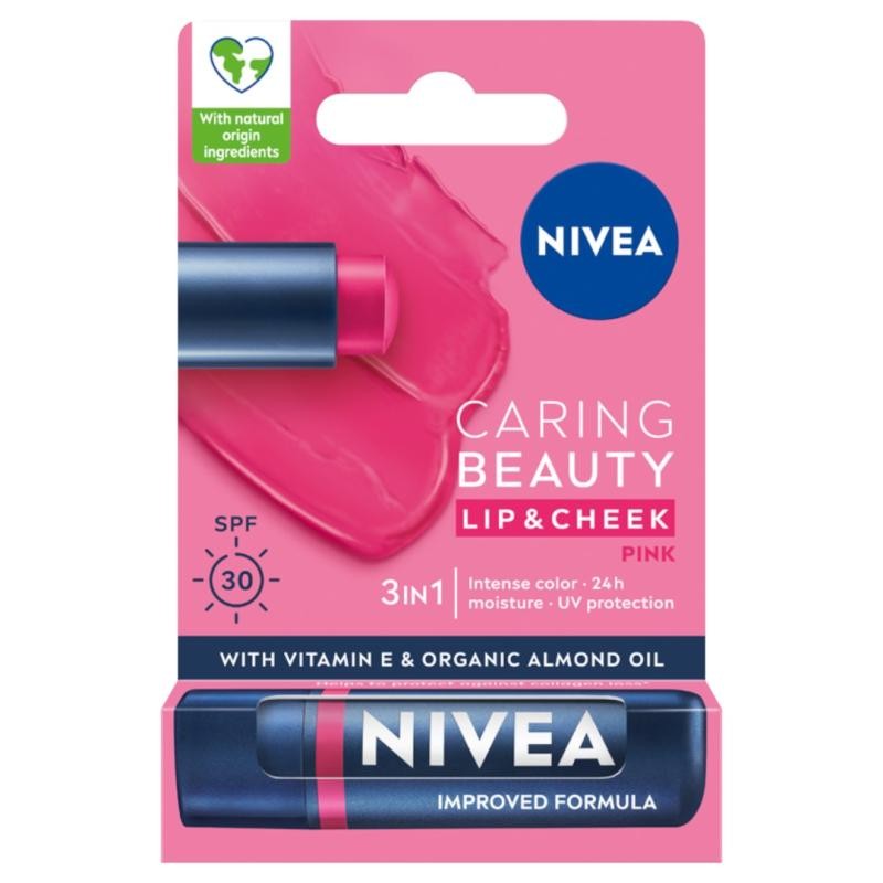 Nivea rossetto 3 in 1 caring beauty rosa 4,8 g