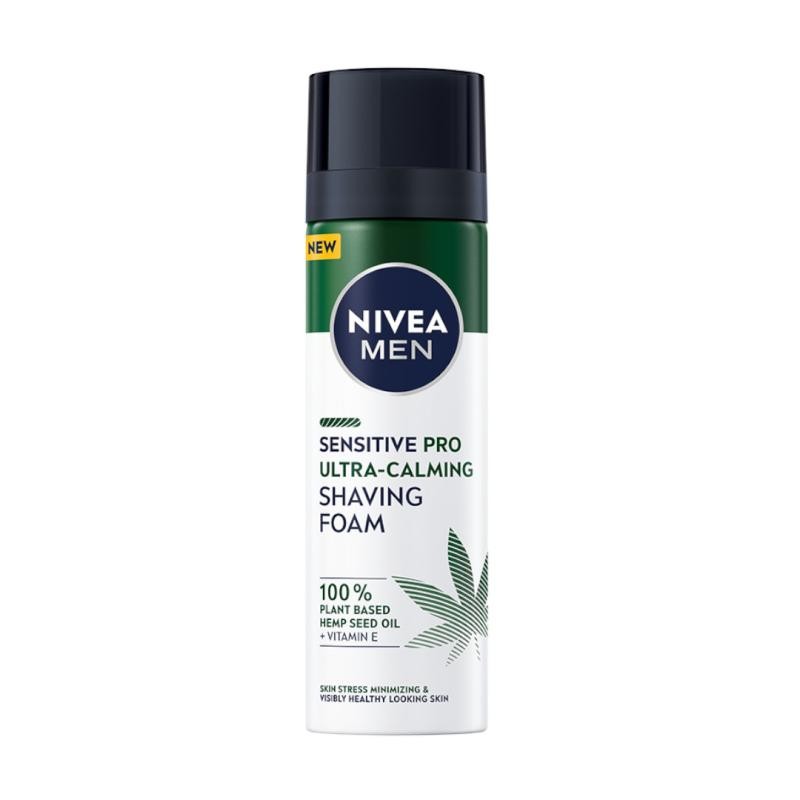 Nivea schiuma da barba ultra-calmante men sensitive pro con olio di semi di canapa 200 ml