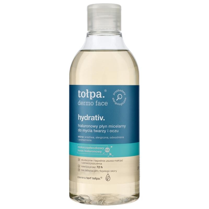 Tołpa dermo face hydrativ fluido micellare all'acido ialuronico per la detersione di viso e occhi 400 ml