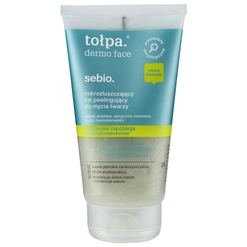 Tołpa dermo face sebio gel peeling microesfoliante per la pulizia del viso 150 ml