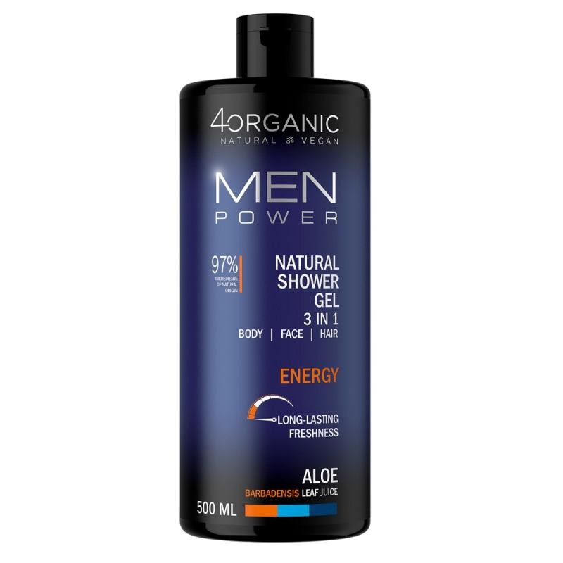 4organic men power gel doccia naturale 3 in 1 energy 500 ml