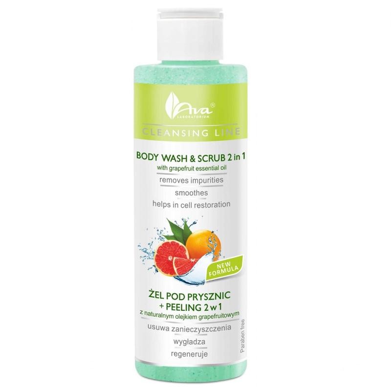 Ava laboratorium gel doccia detergente e scrub viso con peeling 2 in 1 al pompelmo 200 ml