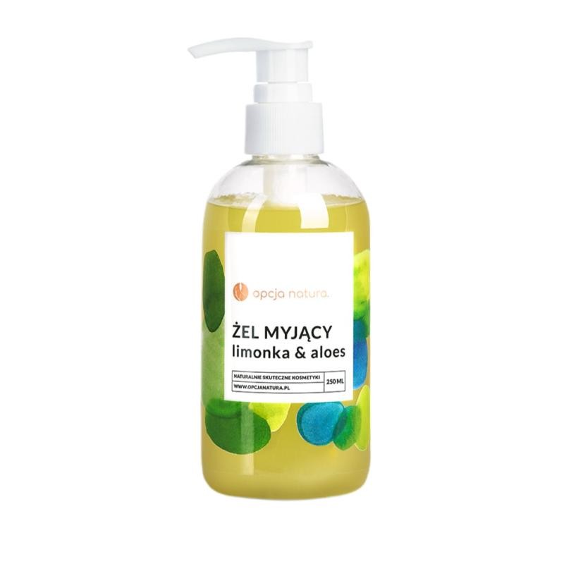 Natura option gel detergente al lime e aloe vera, rinfrescante e detergente naturale, 250 ml