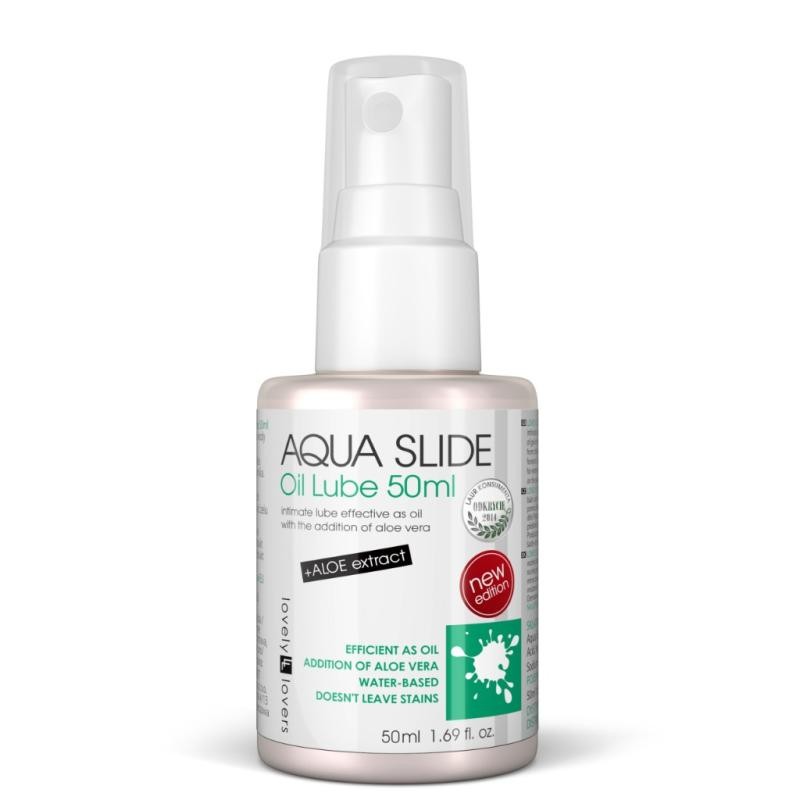 Lovely lovers aqua slide oil lube olio intimo a base d'acqua con aloe 50 ml
