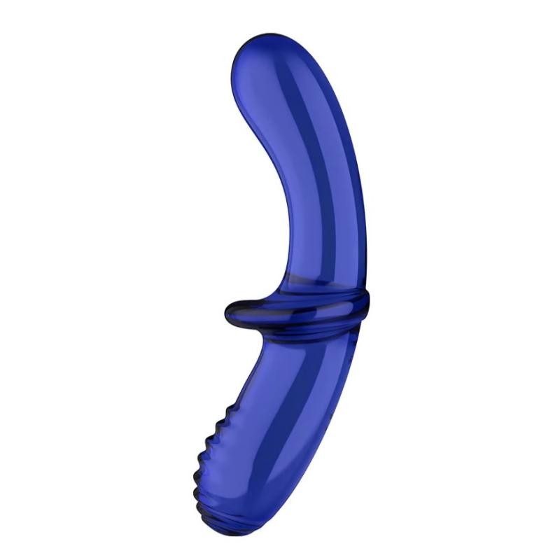 Satifyer dildo in vetro a doppio cristallo, dildo in vetro azzurro chiaro