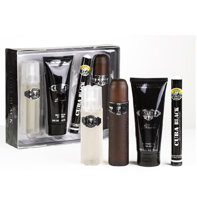 Set cuba original cuba black edt spray 100 ml + edt spray 35 ml + shower gel 200 ml + as spray 100 ml
