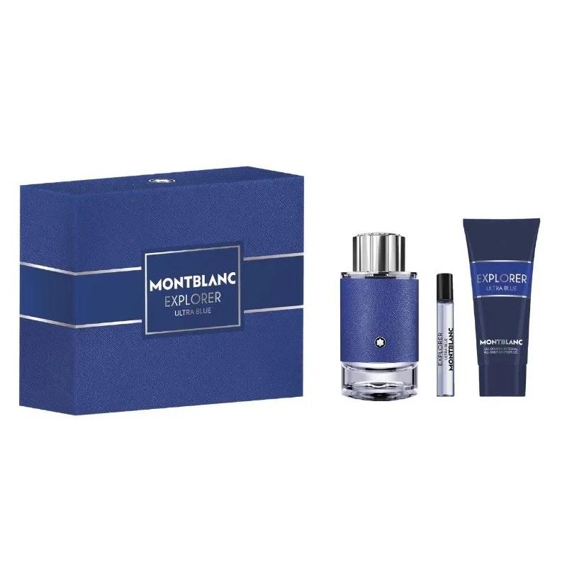 Set mont blanc explorer ultra blue edp spray 100 ml + miniatura edp spray 7,5 ml + gel doccia 100 ml