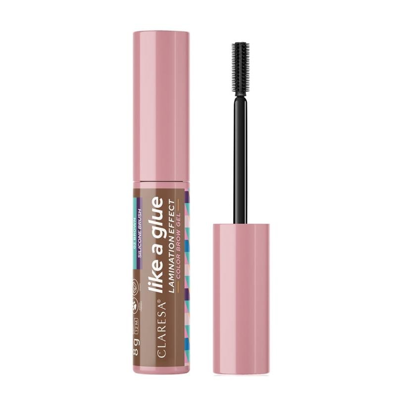 Claresa gel per sopracciglia like a glue 02 marrone 8 g