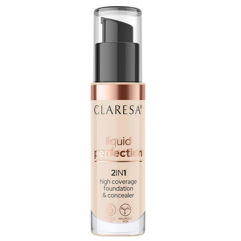 Claresa liquid perfection 2 in 1 correttore e fondotinta con finitura opaca in liquido 102 warm medium 34 g
