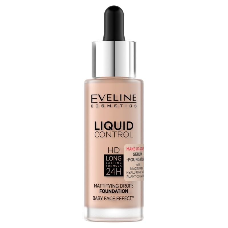 Eveline fondotinta liquid control hd mattifying drops 003 ivory beige 32 ml