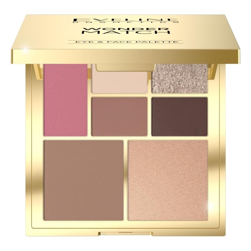 Eveline palette per il trucco degli occhi e il contouring del viso wonder match da 12 g