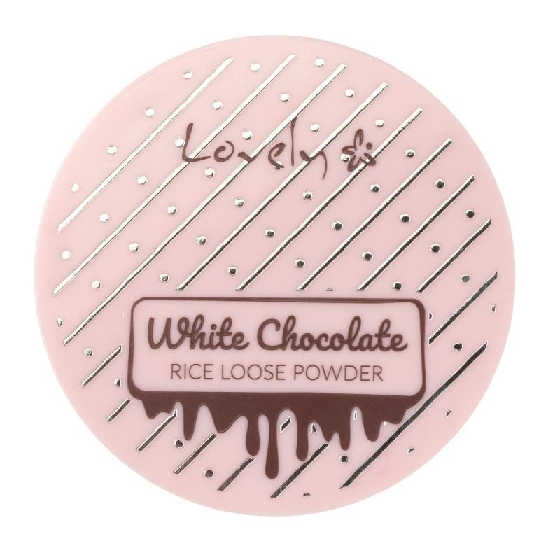 Lovely cipria in polvere libera di riso al cioccolato bianco, cipria di riso fissante per tutti i tipi di pelle, 8 g