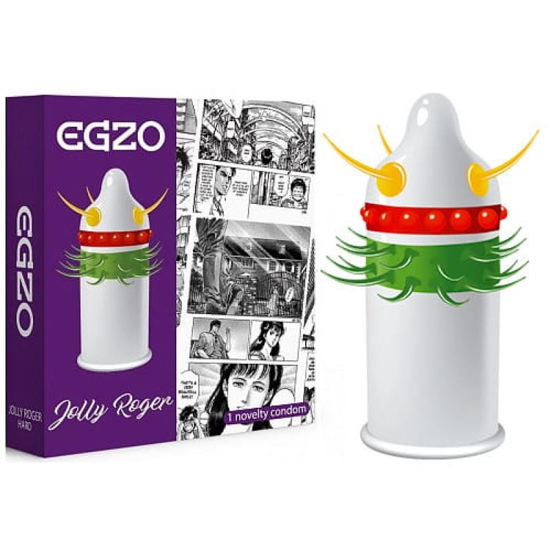 Egzo preservativo jolly roger con punte e sporgenze che accarezzano il pene. Taglia media, 1 pz.