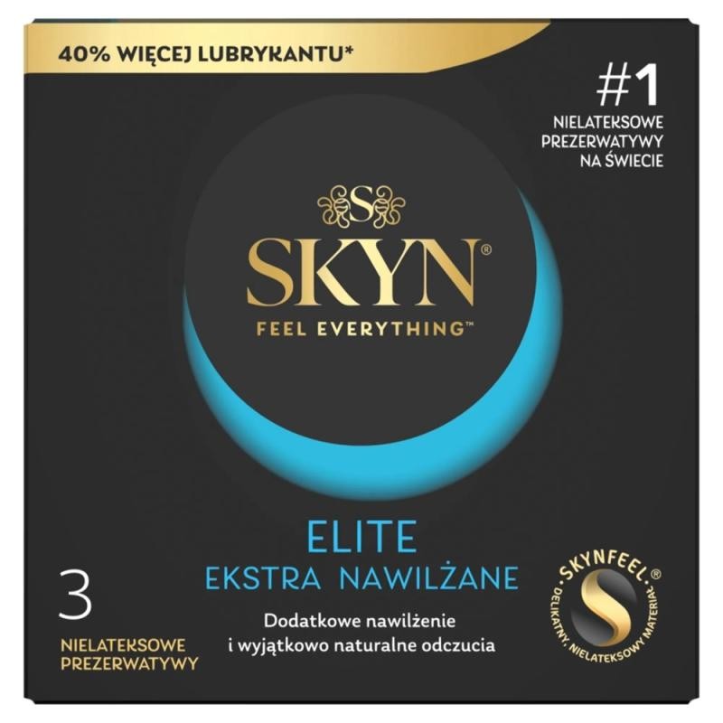 Skyn preservativi elite extra lubrificati senza lattice, 3 pezzi.