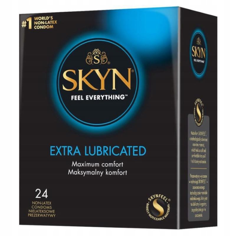 Skyn preservativi lubrificati senza lattice feel everything extra lubricated, confezione da 24.