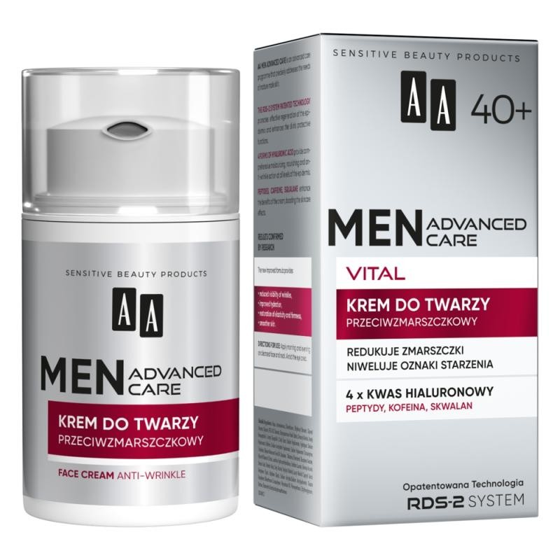 Aa men advanced care vital 40+ crema viso antirughe 50 ml