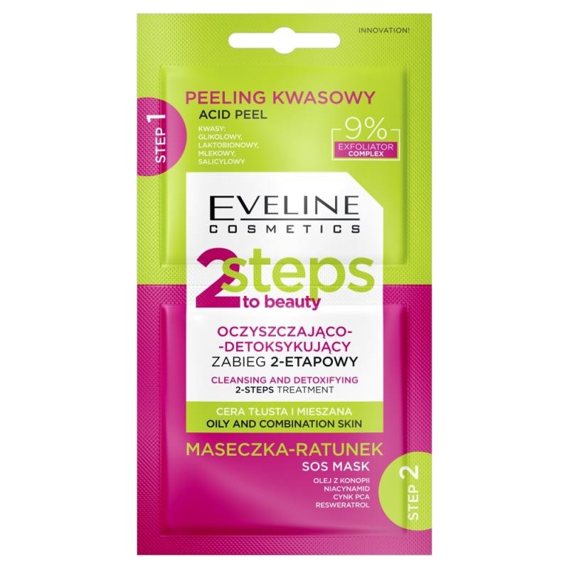 Eveline trattamento di pulizia e disintossicazione 2 steps to beauty 2x4ml