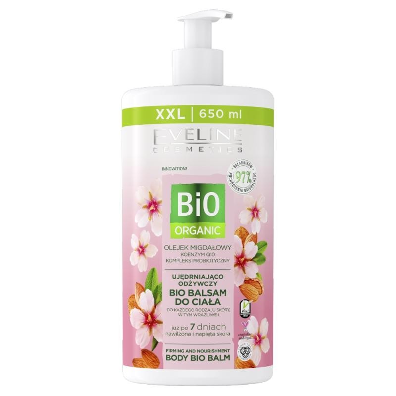 Eveline balsamo corpo biologico bio organic body balm balsamo corpo biologico rassodante e nutriente all'olio di mandorle 650ml