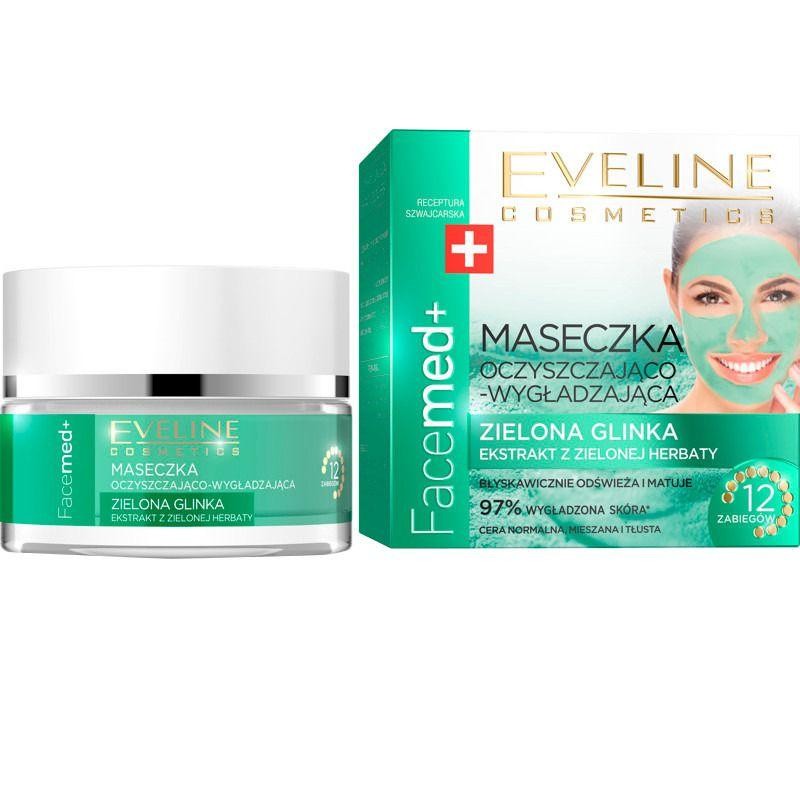 Eveline facemed+ maschera detergente e levigante all'argilla verde per pelle normale 50ml